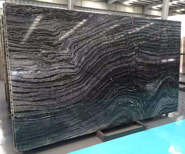 wooden vein black marble slab