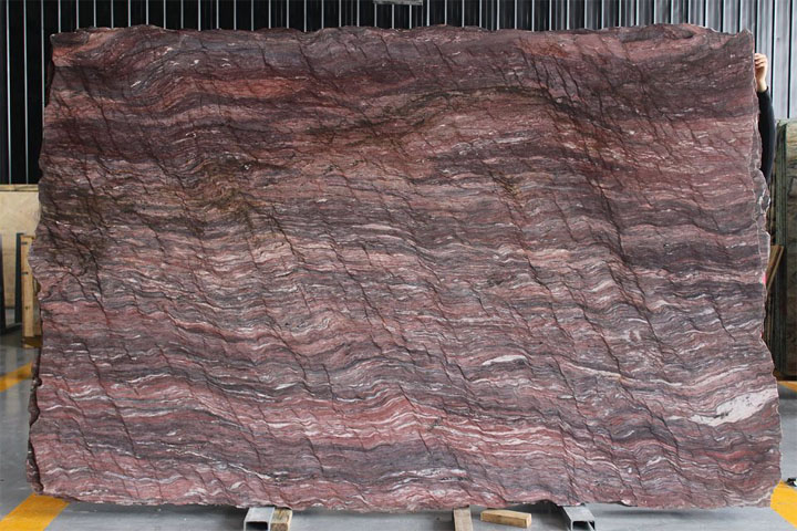 BLack vein red granite slab