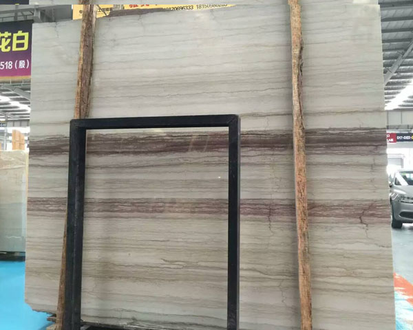 China purple wooden veined white marble slab
