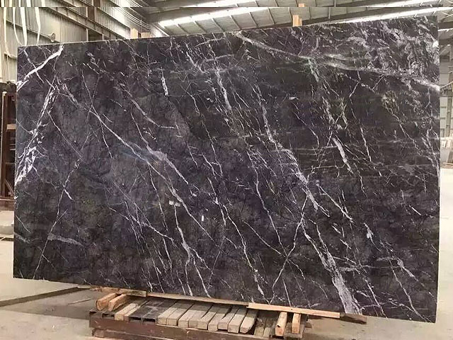 Italy white veined Irigio carnico black marble slab