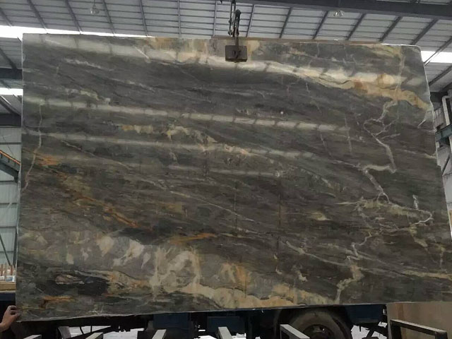 Italy gold veined grey marble slab