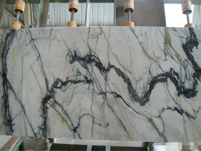 China black river veined white marble slab
