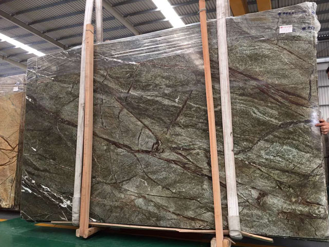 India rainforest green marble slab