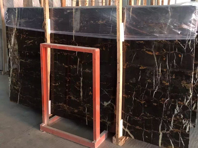 Afghanistan gold portoro black marble slab