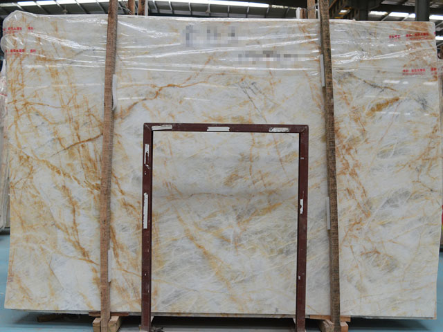 Chinese golden silk veined light yellow marble