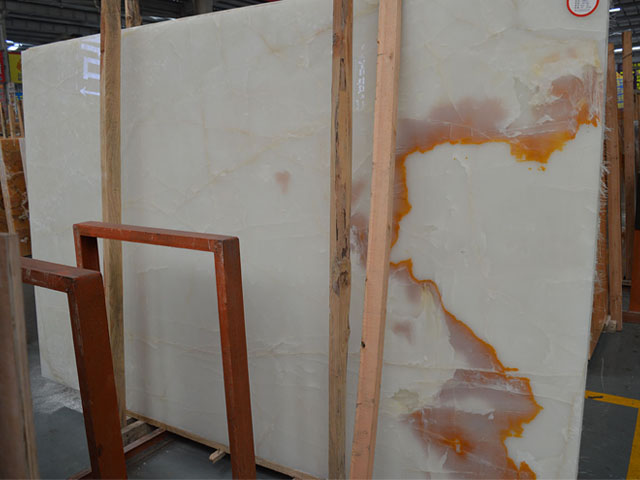 Chinese gold veins white snow marble slab