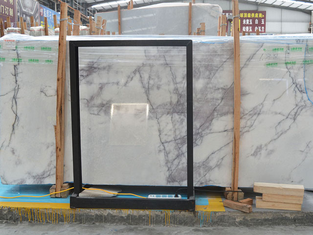 Italian disorderly lines grey veins white Marble