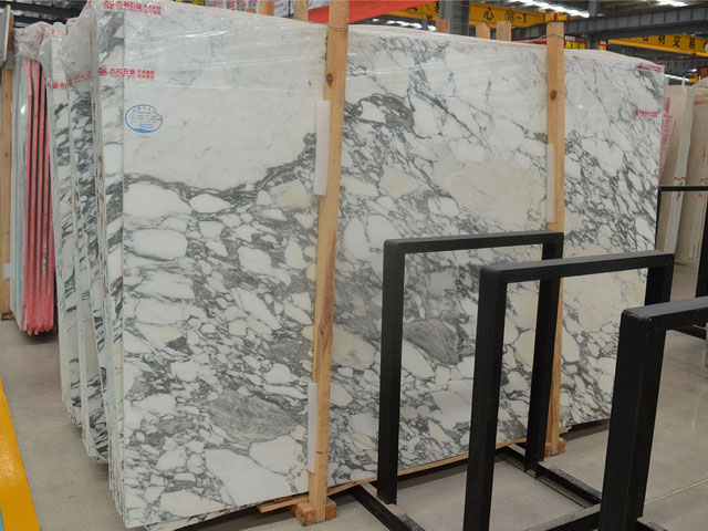 Imported Italian grey veins snow white marble slab