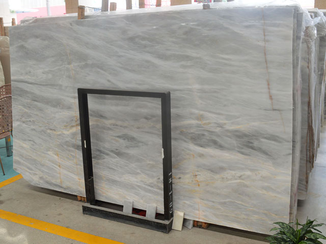 Chinese grey wavy grain white marble slab