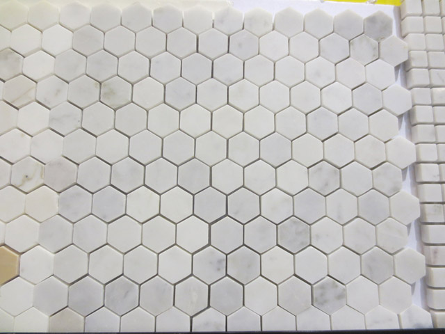 bianco carrara white marble hexagon mosaic tile