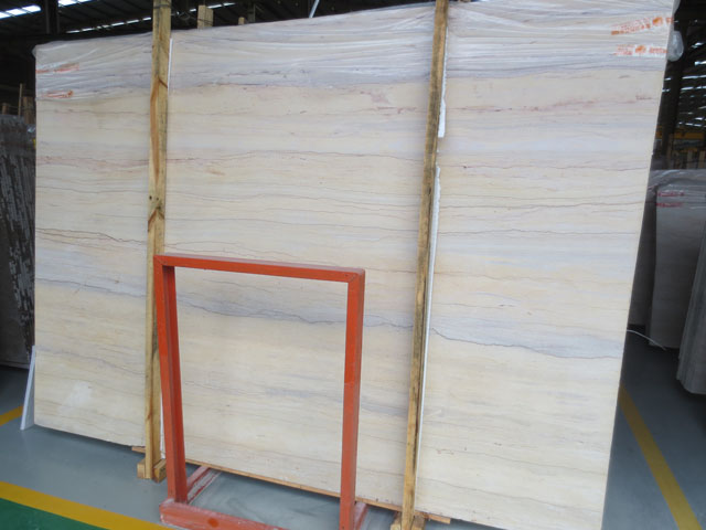 China rainbow wood grain beige marble slab