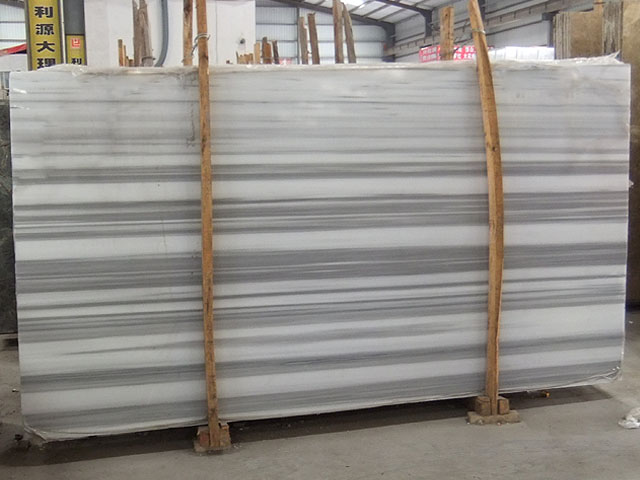 China zebra straight grain white marble slab