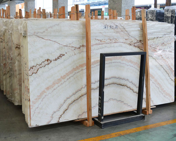 China rainbow onyx white marble slab