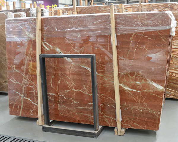 China rosso acicante red coral marble slab