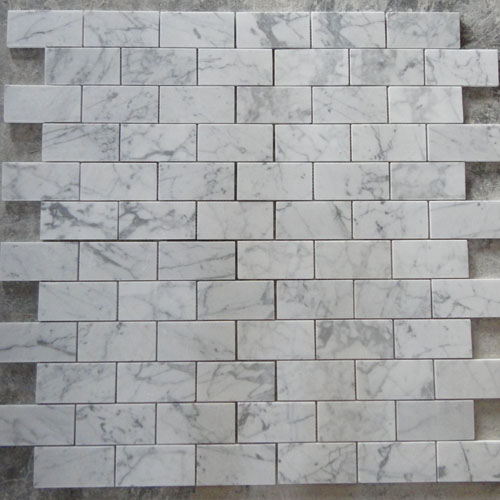 Brick pattern bianco carrara marble mosaic tiles