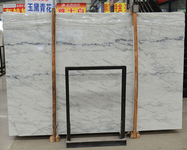 China black wavy grain white marble slab
