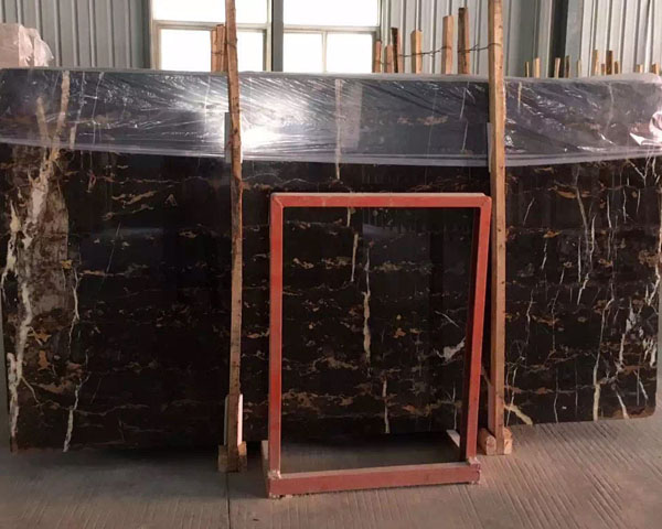 Afghanistan black and gold portoro marble slab