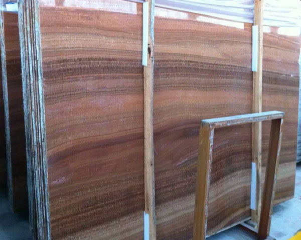 China royal gold wood grain brown marble slab