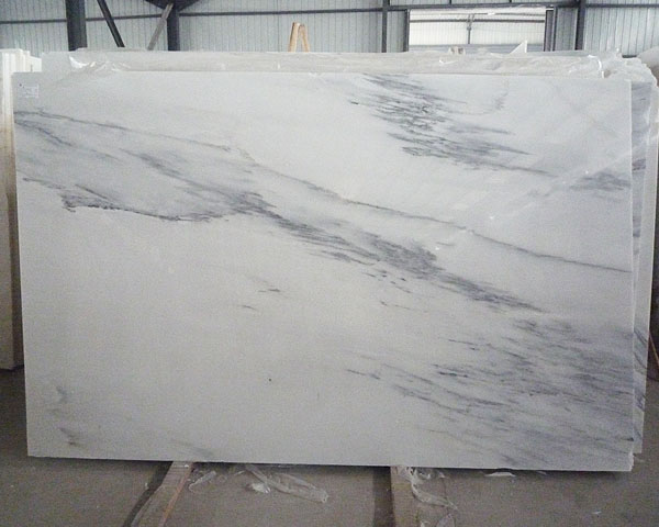 Black landscape painting vein white marble cut to size