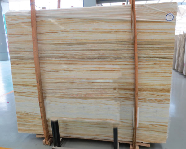 Golden space wood grain beige marble slab