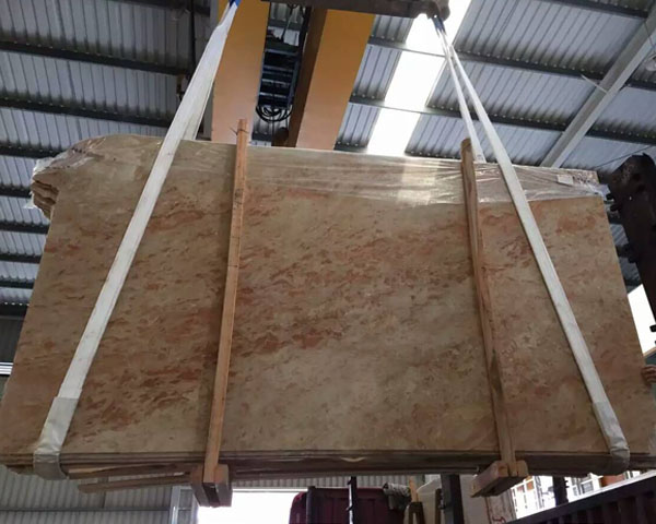 Red butterfly golden brown marble slab