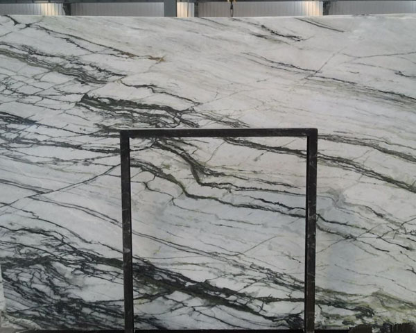 Grey wavy grain white marble slab