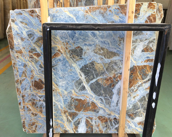 China gold spot blue jeans marble slab