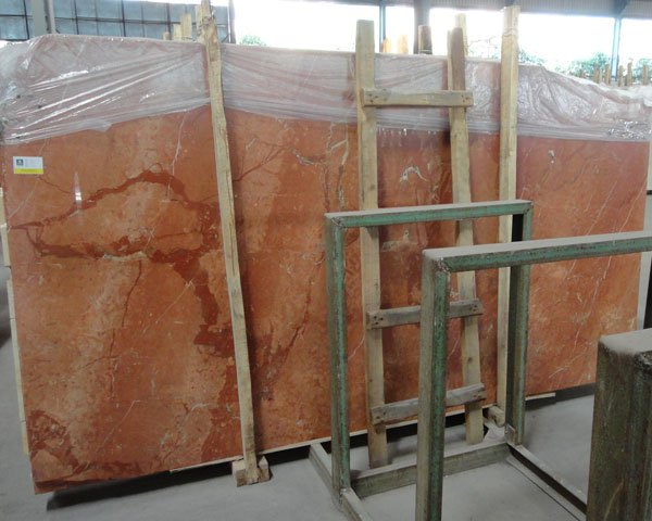 Imported coral red marble slab from Spain