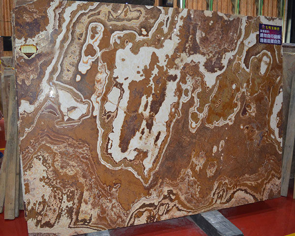 China white wave brown onyx marble