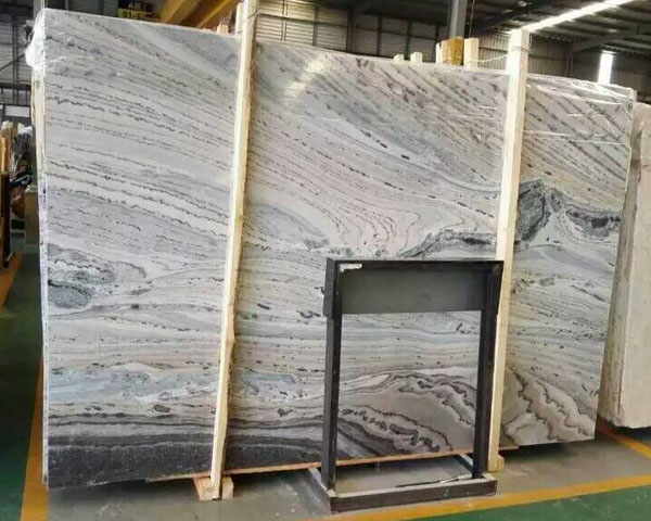 White wavy grain ocean onyx marble slab