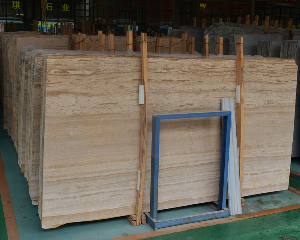 Yellow wood grain marble slab from China