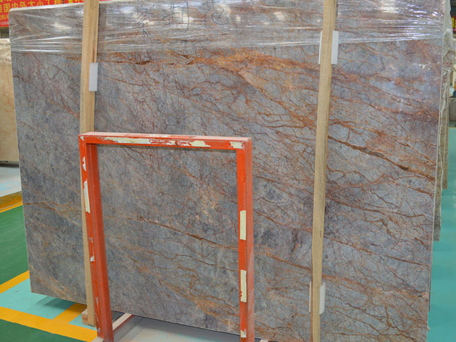 Brown vein bauhinia purple marble slab from China
