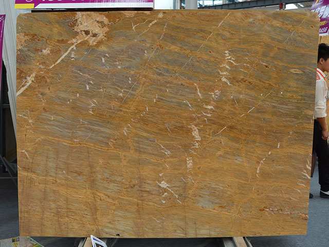 Dark color gold brown marble slab from Spain