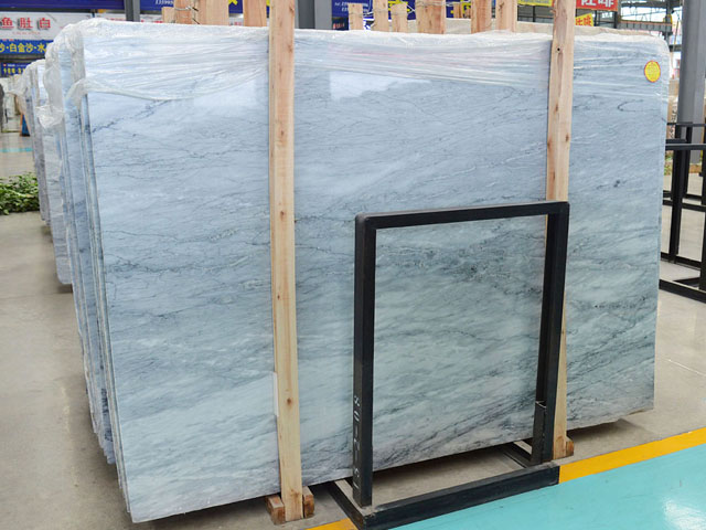 Ice blue and grey marble slab for sale