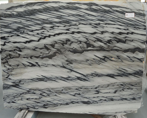 Black and white wavy grain marble slab from China
