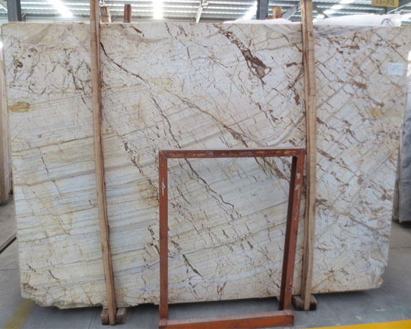 Picasso golden vein white marble slab for sale