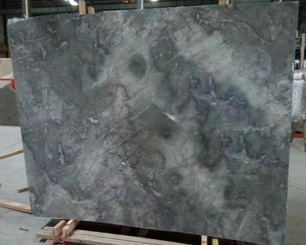 Honed grey cloud wavy grain marble slab