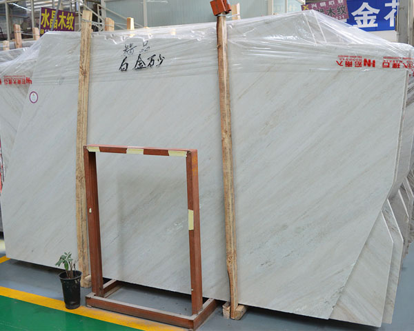 White galaxy wood vein marble slab from Italy