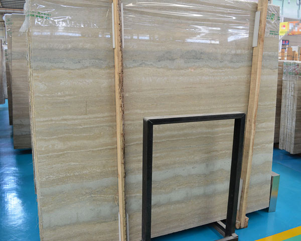 Imported blue wood grain travertine slab from Italy