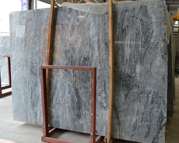 Polished new castle grey wood vein marble slab