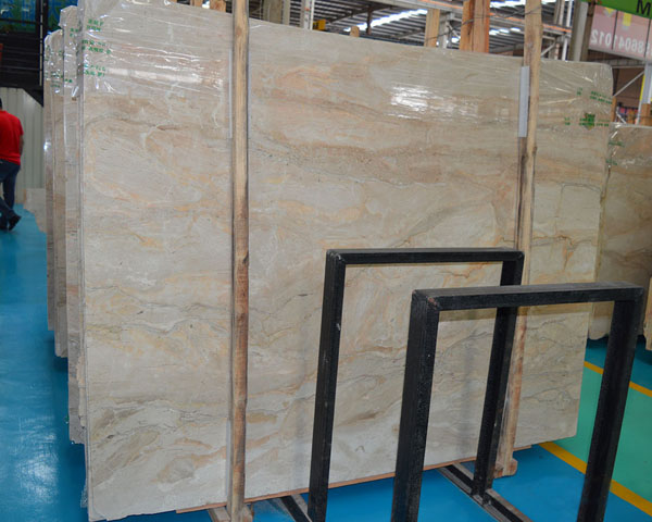 Imported Italian beige wood marble slab for sale