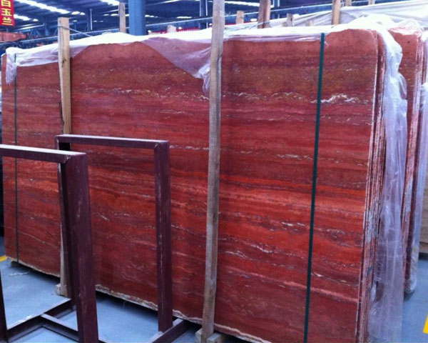 Imported Iran red wood vein travertine slab