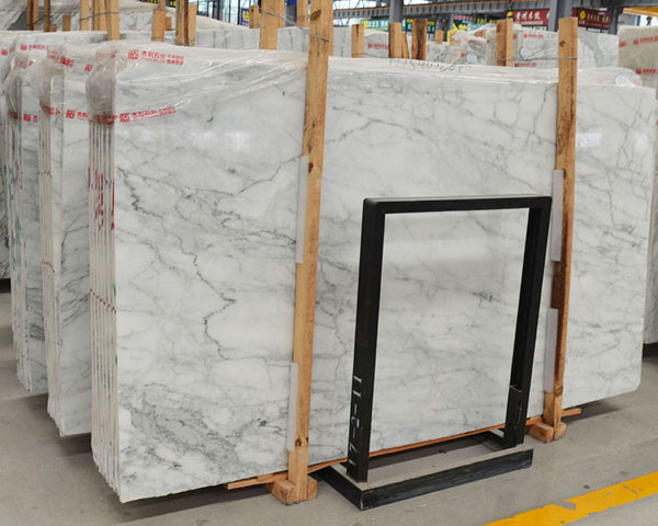 Imported bianco white arabescato marble slab