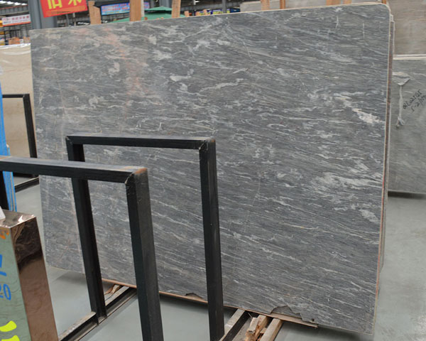 Honed tiny wavy grain gray marble slab for sale