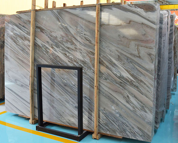 Polished brown wavy grain marble slab from China