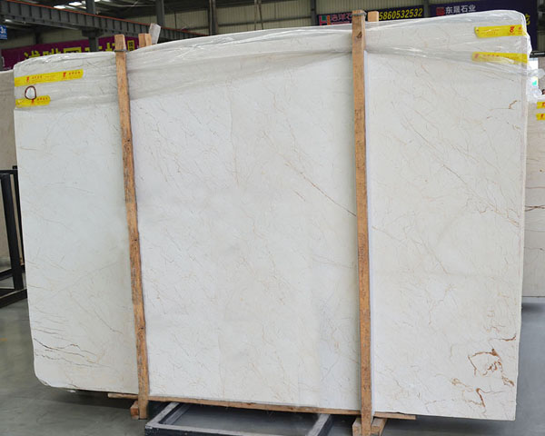 Polished rose cream beige marble slab for sale