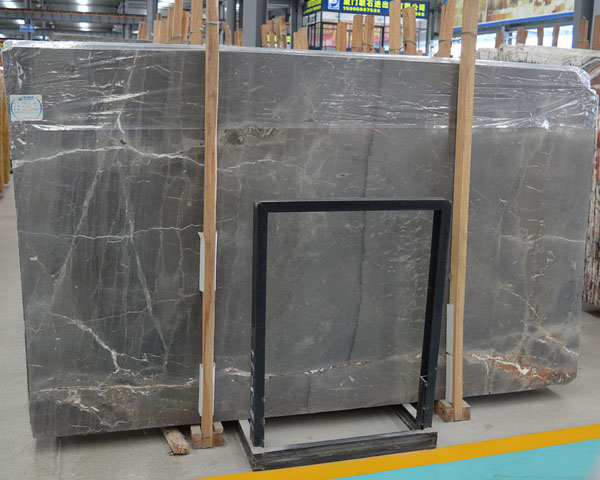 Polished gold vein light grey marble slab from China