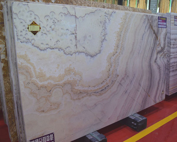 Natural wavy grain hoar whie onyx marble slab
