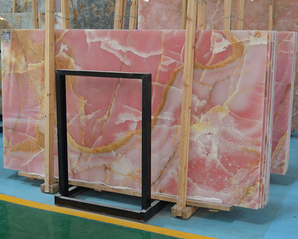 Hot sale deep pink onyx marble slab for wall panel