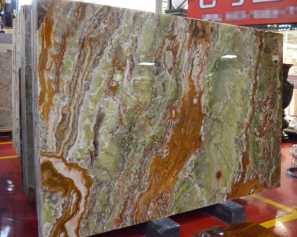 Hot sale gold vein river green onyx slab from China